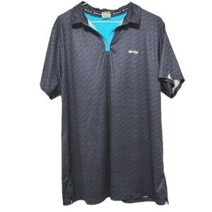 Wendy’s Manager Polo Shirt Men XL Blue Geometric Employee Uniform Work Logo